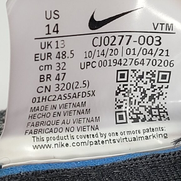 Nike React Phantom Flyknit 2 Men's Black Smoke Gray Shoes CJ0277-003 US Size 14 - Picture 8 of 8